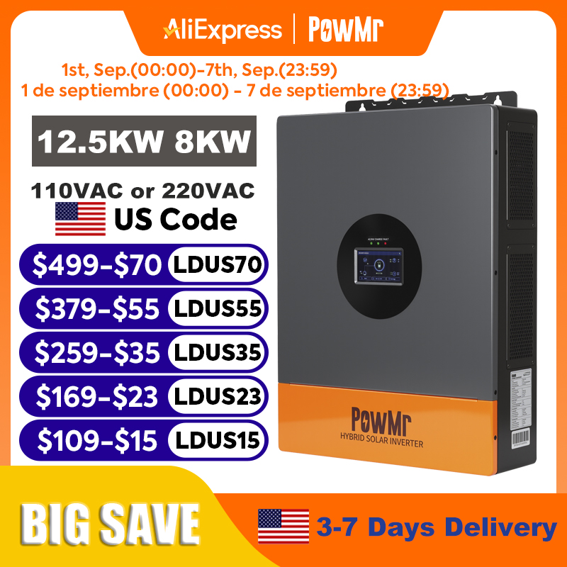 Drone Solar Charger - PowMr 12.5KW 8KW Inverter Fasa Terpisah